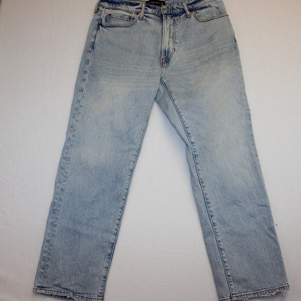 Abercrombie & Fitch Stretch Straight Jeans Light Wash Mens 34x30 (ACTUAL 33x28)